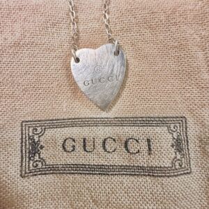 GUCCI TRADEMARK NECKLACE WITH HEART PENDANT- STERLING SILVER